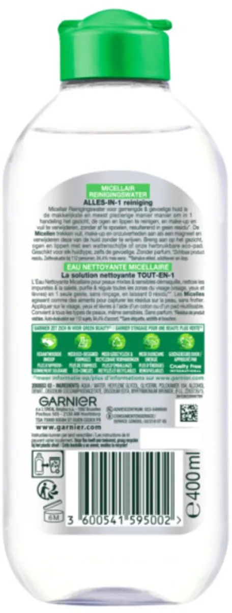 Garnier SkinActive Micellair Reinigingswater 2000ml (5x400ml) - Vette Huid