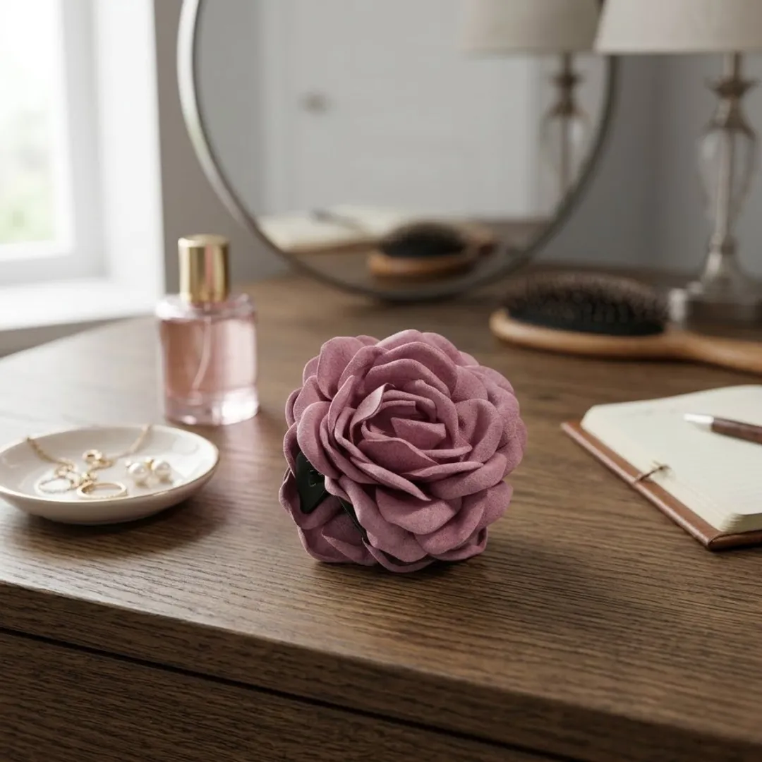NuveX Bloem Haarclip Paars Roze - Grote Roos