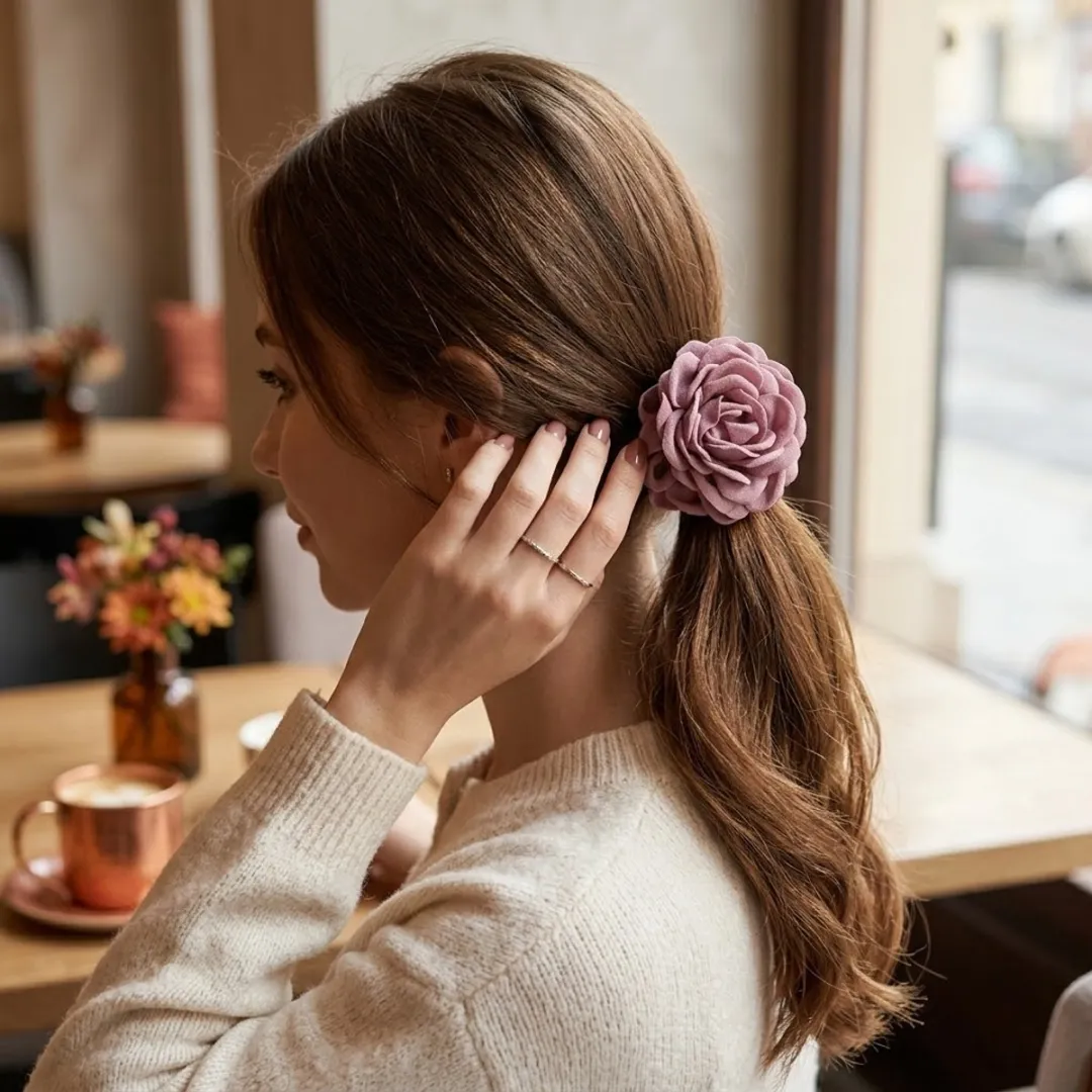NuveX Bloem Haarclip Paars Roze - Grote Roos