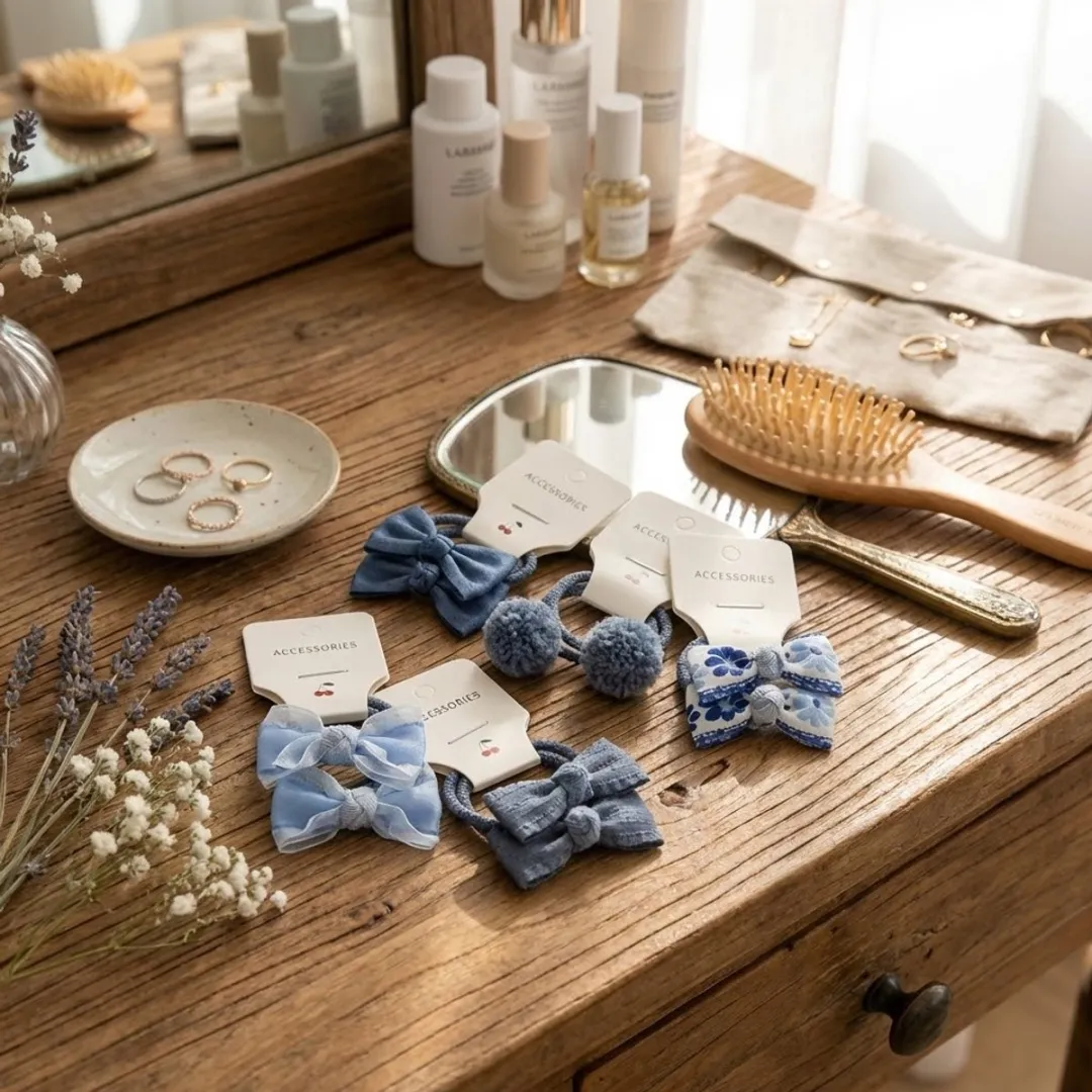 NUVEX Haar Elastiekjes Set 10 Stuks - Lichtblauw/Blauw/Donkerblauw