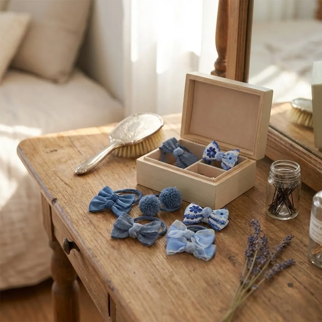 NUVEX Haar Elastiekjes Set 10 Stuks - Lichtblauw/Blauw/Donkerblauw