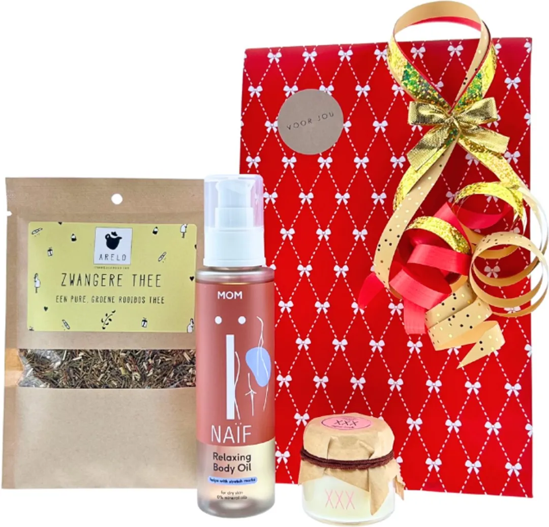 Naïf Mom Relax Cadeauset - Lichaamsolie 100ml & Geurkaars & Thee