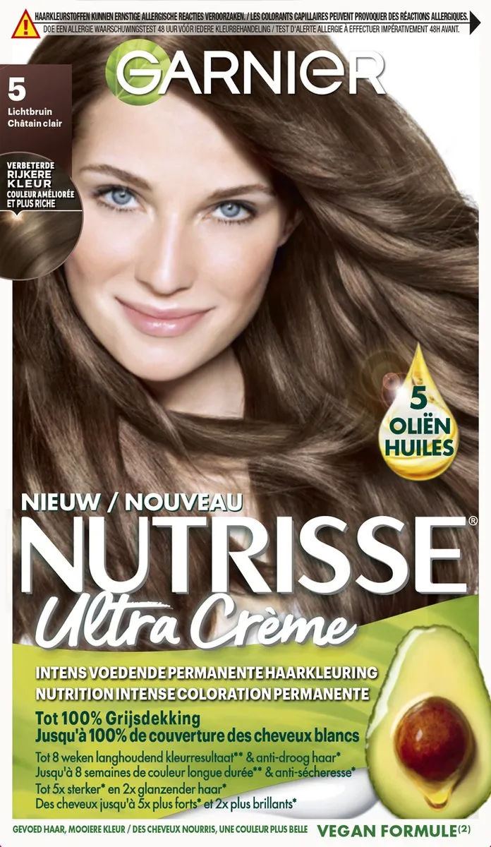 Garnier Nutrisse Ultra Crème 5 Lichtbruin Permanent Haarkleuring 197g
