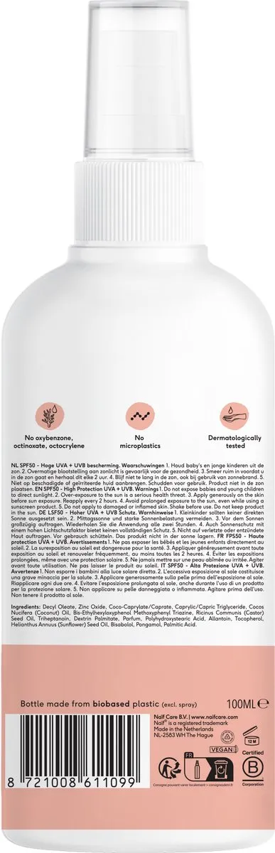 Naïf Minerale Zonnebrand Spray SPF50 - 100ml - Baby & Kind