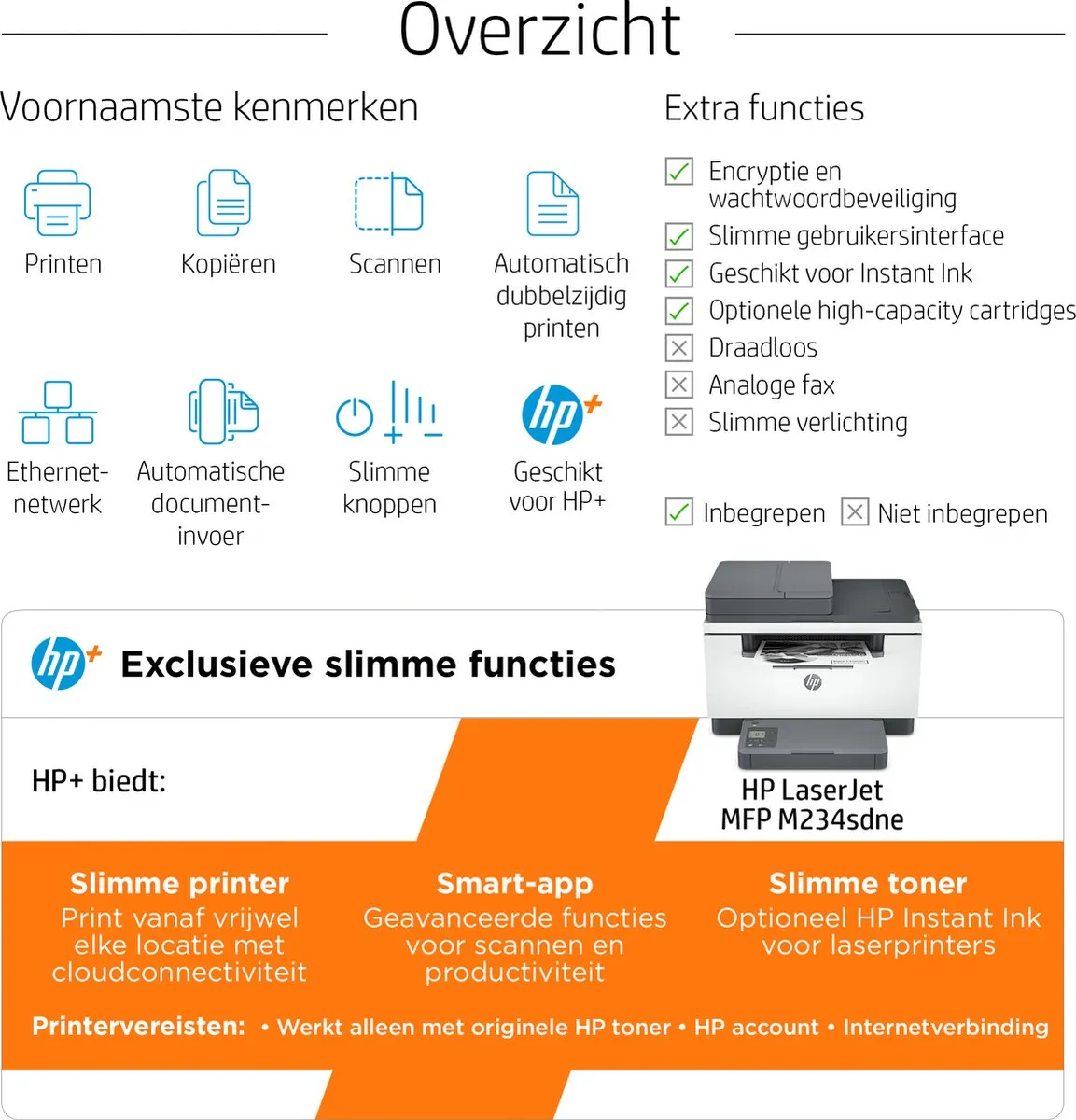 HP LaserJet M234sdne Printer - 100 Vel - Zwart/wit