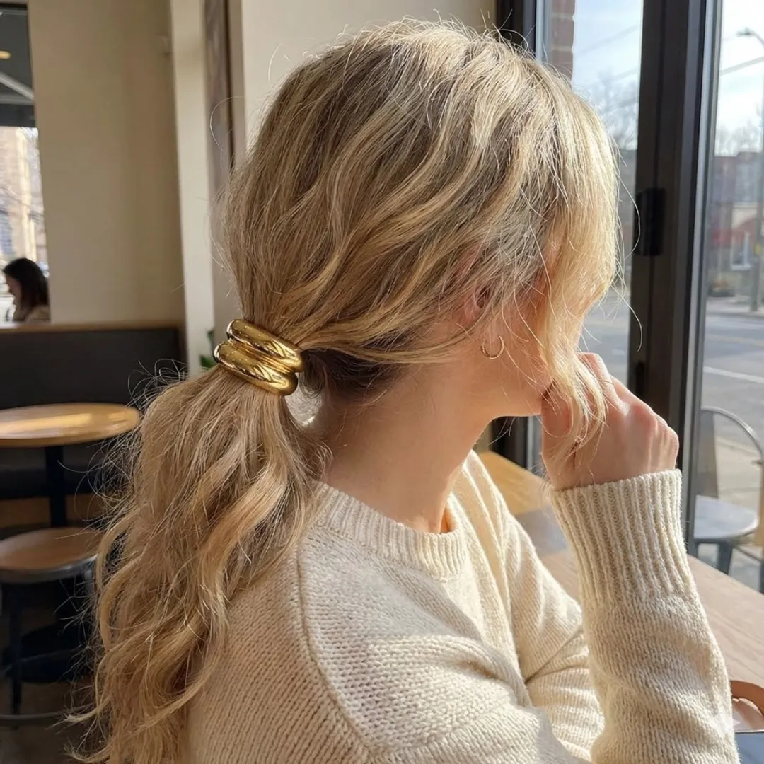 NuveX Metallic Ponytail Cuffs Goud - 3 Stuks
