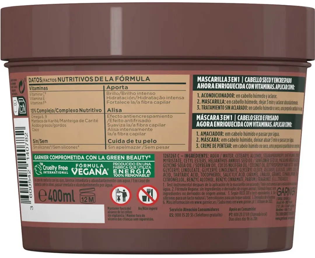 Garnier Fructis Alisadora Hair Food Macadamia Voedend Haarmasker 390ml