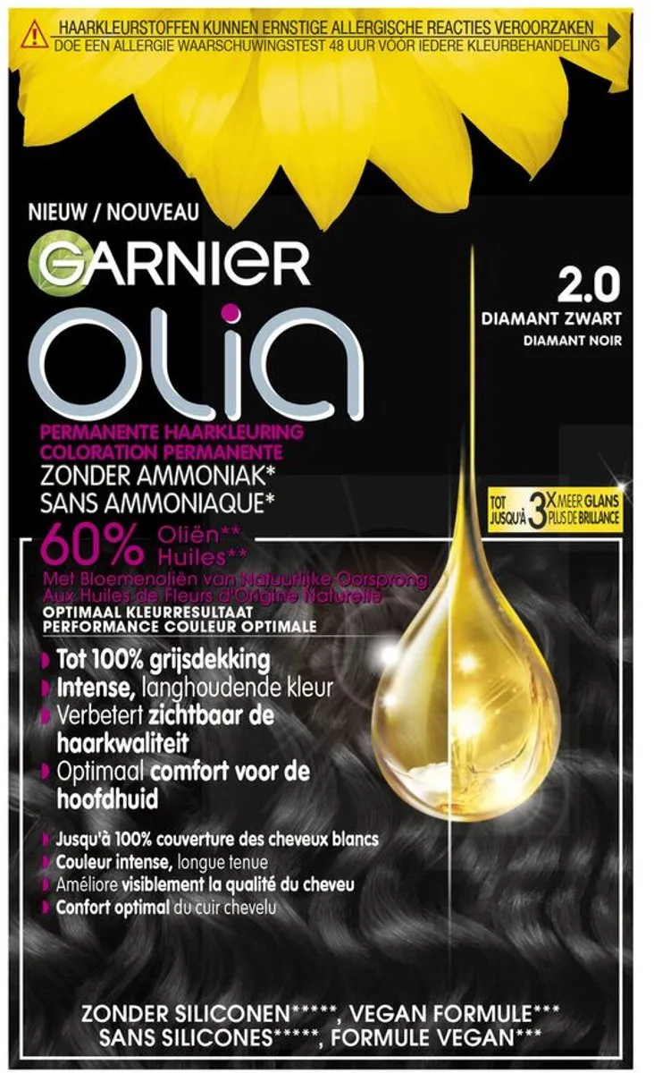 Garnier Olia 2 Diamant Zwart Haarkleuring - 6 Stuks