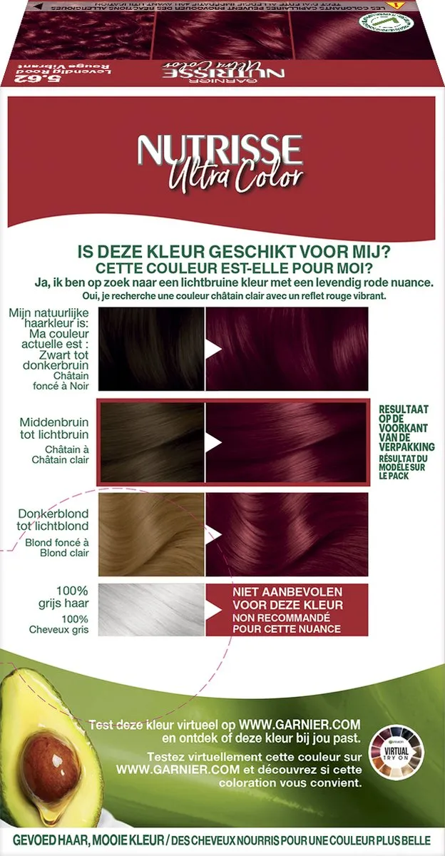 Garnier Nutrisse Ultra Color 5.62 Levendig Rood Haarverf 824ml