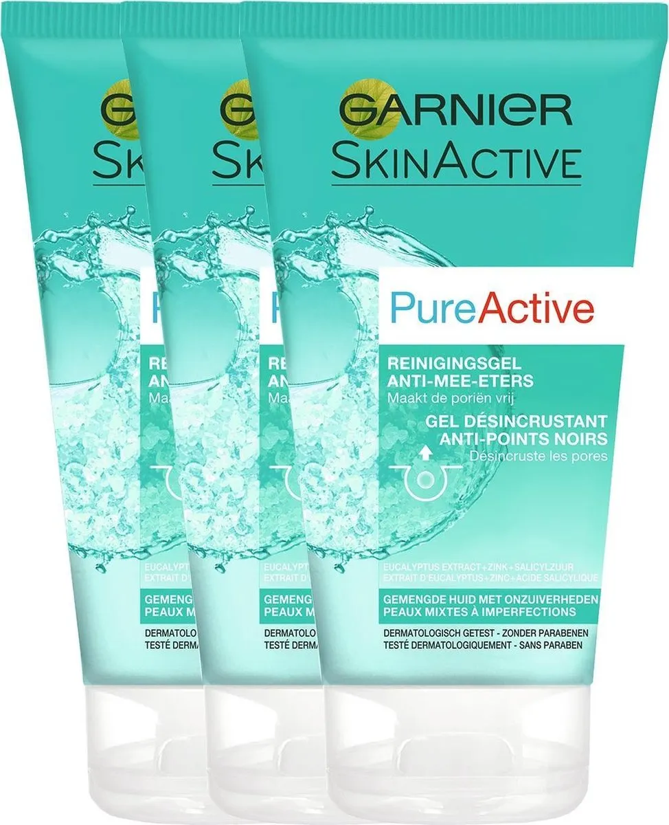 Garnier PureActive Reinigingsgel Anti-Eters 450ml - 3 Stuks