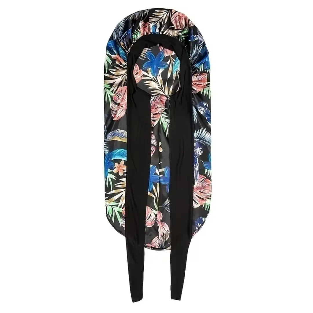 NUVEX Satijnen Haar Bonnet Tropische Bloemenprint