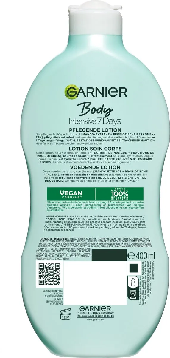 Garnier Body Intensive 7 Days Bodylotion 400ml - Mango & Probiotica