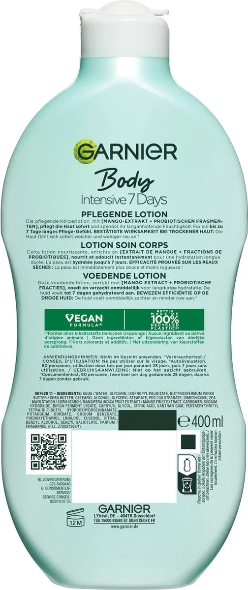 Garnier Body Intensive 7 Days Bodylotion 400ml - Mango & Probiotica