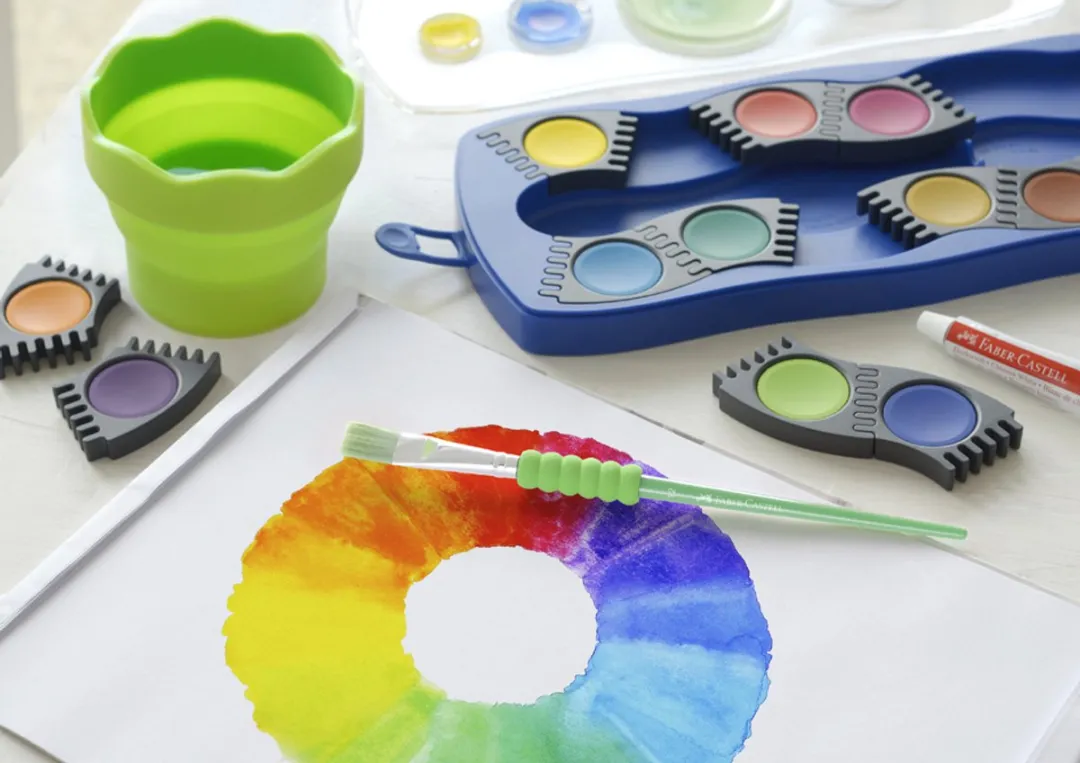 Faber-Castell Dekkende Verfkwastenset 12 Kleuren - Blauw