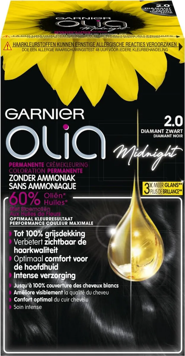 Garnier Olia 2.0 Diamant Zwart Permanente Crèmekleuring - 3 Stuks