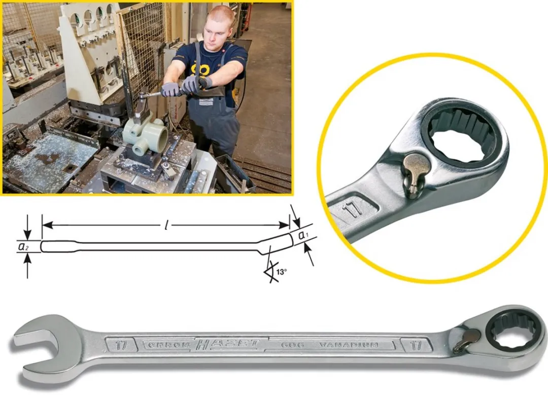 Hazet Steek-/Ringratelsleutel 14mm - Zilver