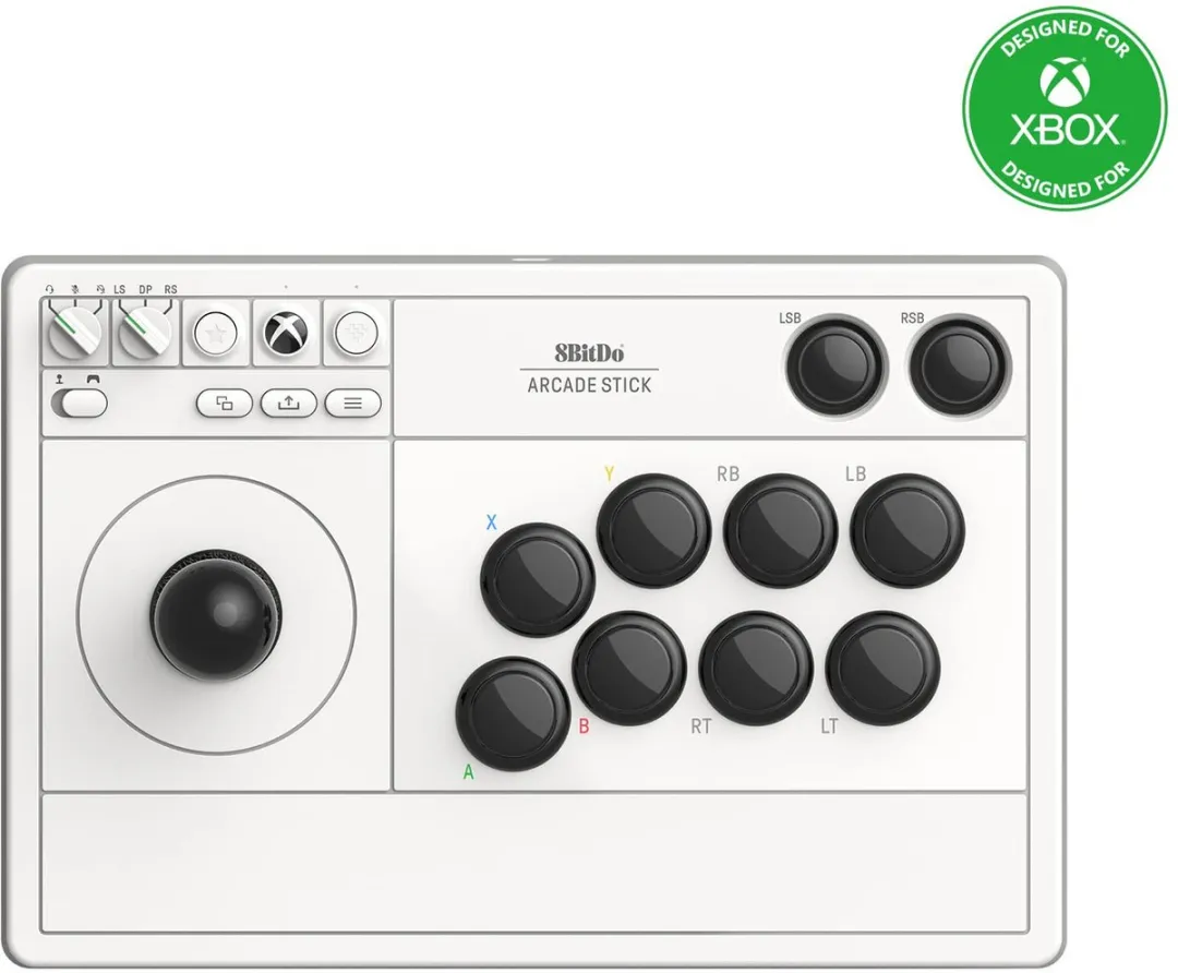 8Bitdo Arcade Stick RET00364 - Zwart/Wit - 16 Knoppen