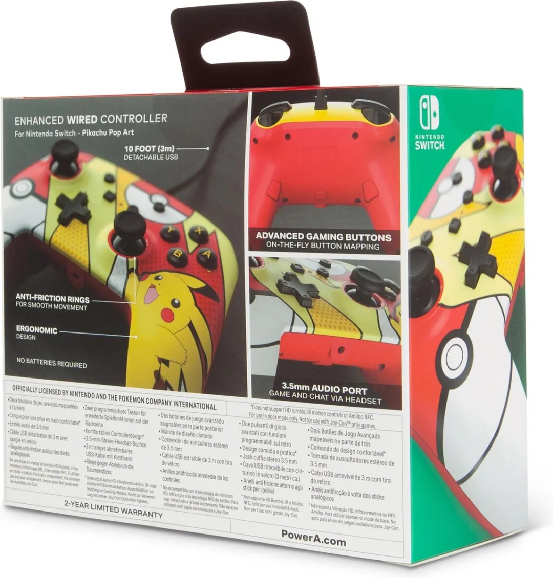 PowerA Enhanced Nintendo Switch Controller Pikachu Pop Art - 16 Knoppen - Multicolour - afbeelding 6 van 6