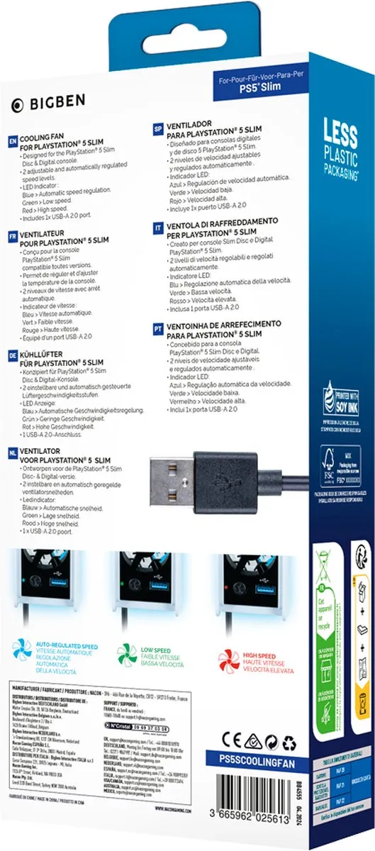 Nacon PS5 Slim USB Koelventilator met LED - PS5SCOOLINGFAN