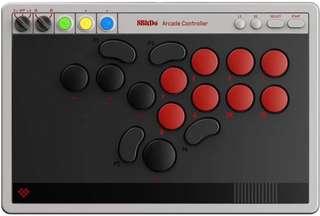 8Bitdo Arcade Controller RET00620 - Zwart/Grijs