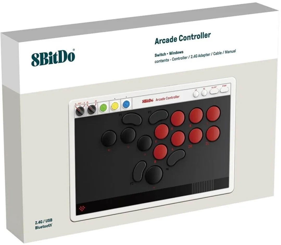 8Bitdo Arcade Controller RET00620 - Zwart/Grijs