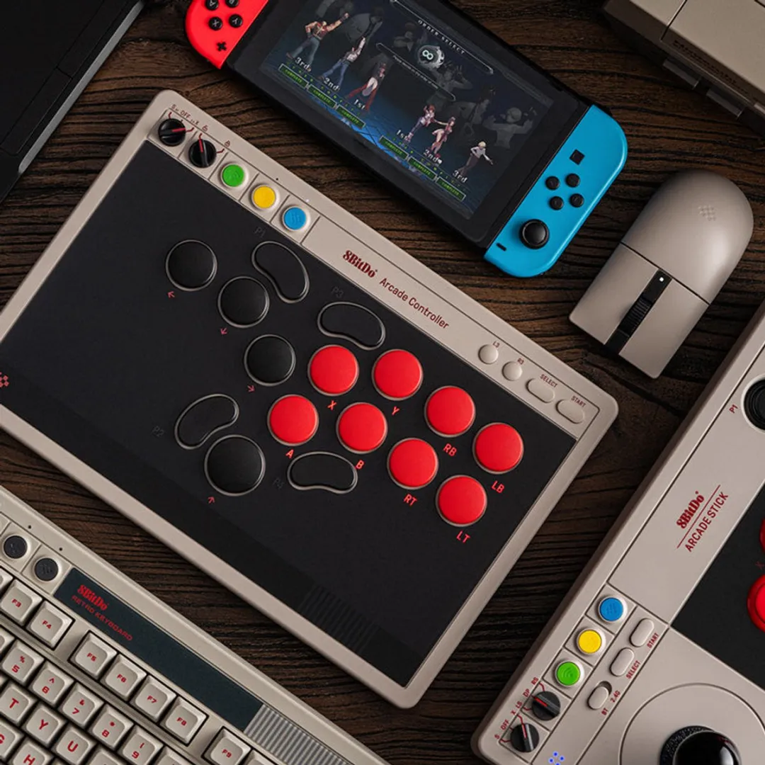 8Bitdo Arcade Controller RET00620 - Zwart/Grijs