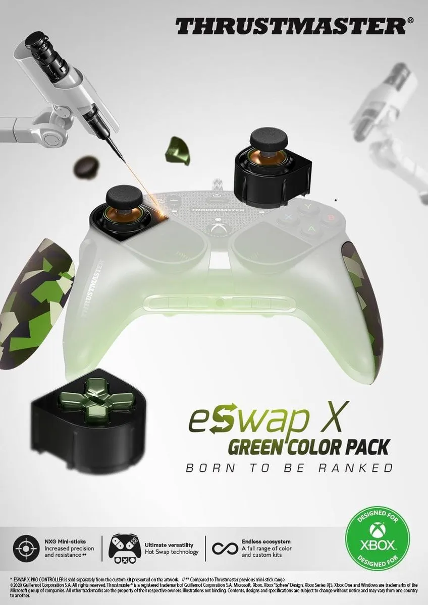 Thrustmaster ESWAP X Groen Kleurpakket 4460186 - Verwisselbare Mini-Sticks & Triggers - afbeelding 6 van 6