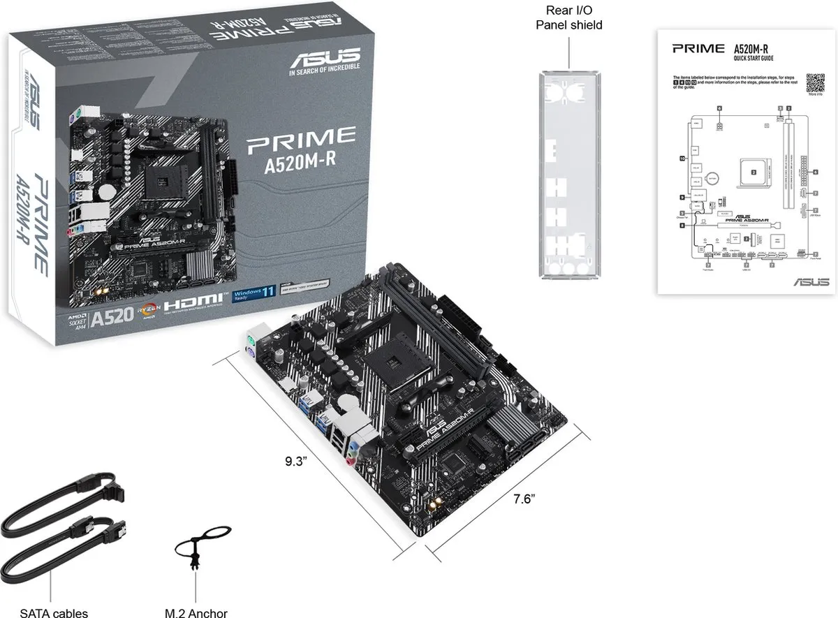 ASUS PRIME A520M-R AM4 Micro-ATX Moederbord - 90MB1H60-M0EAY0 - afbeelding 6 van 6