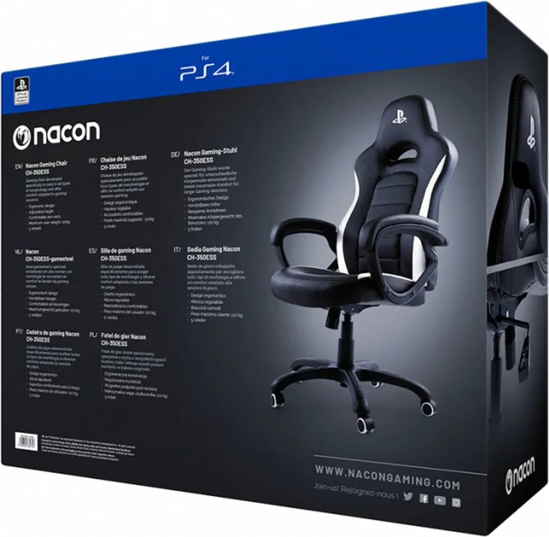 Nacon CH350ESS Gaming Stoel - Zwart/Wit