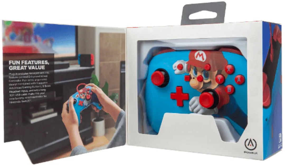 POWERA Geavanceerde Bedrade Controller Mario Punch 18 Knoppen - Blauw/Rood