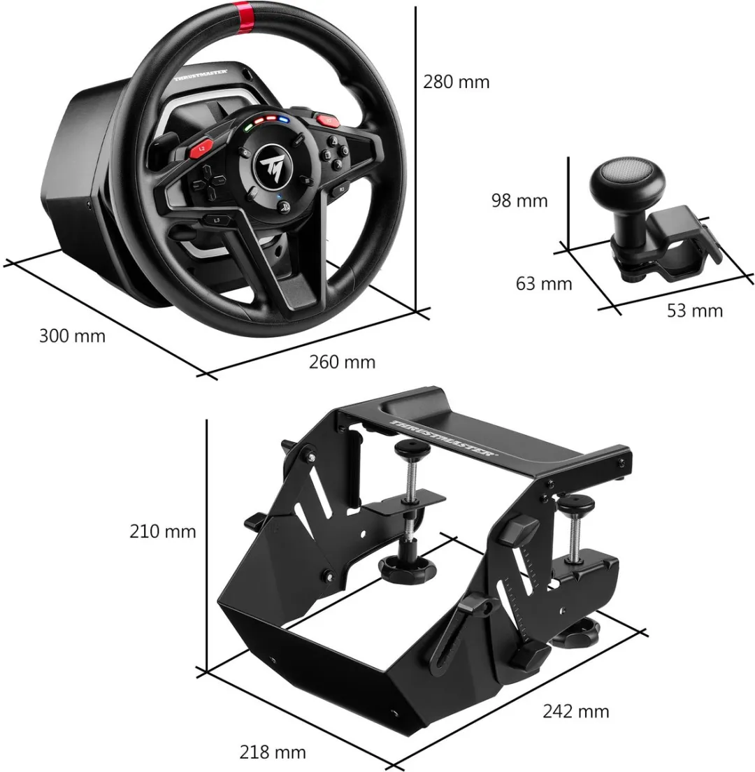 Thrustmaster T128-P SimTask Pack - Racestuur & Pedaalset - Inclusief SimTask Steering Kit - Force Feedback - Compatibel met PS5, PS4 & PC