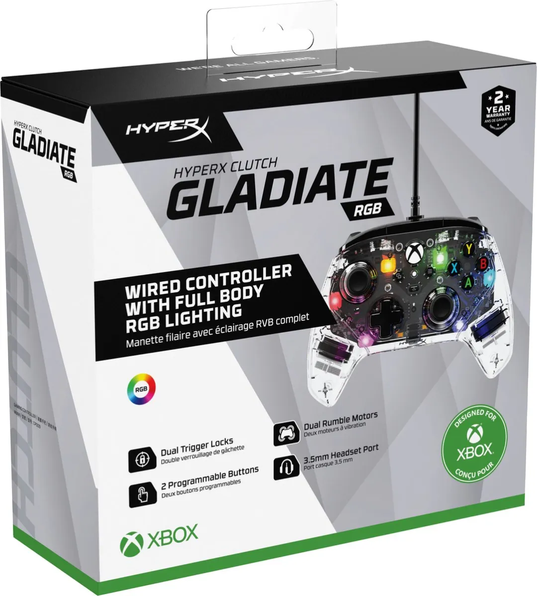 HyperX Clutch Gladiate RGB Controller Xbox/PC 7D6H2AA - Transparant - afbeelding 6 van 6