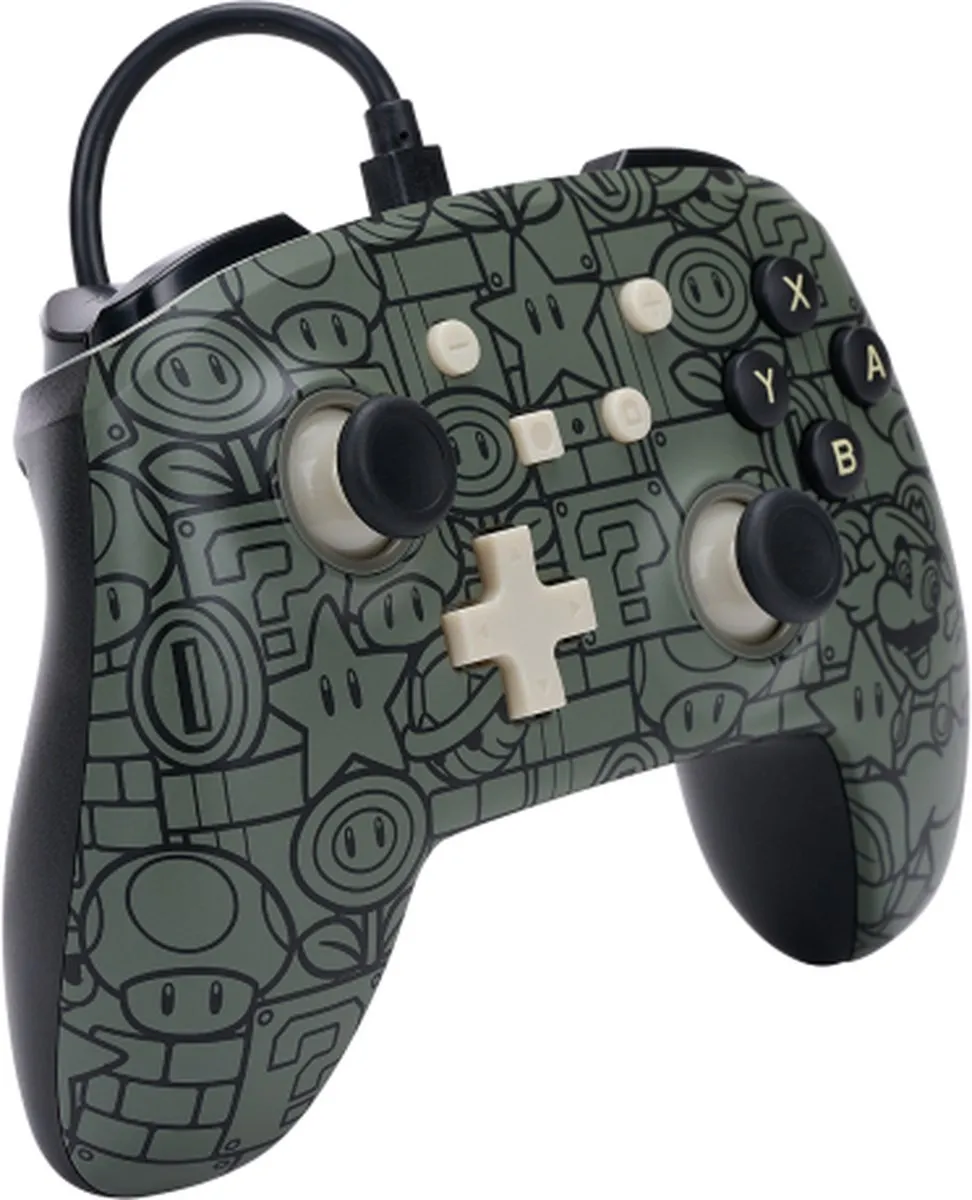 POWERA Power Up Mario Wired Controller 1522659-01 - Zwart/Grijs