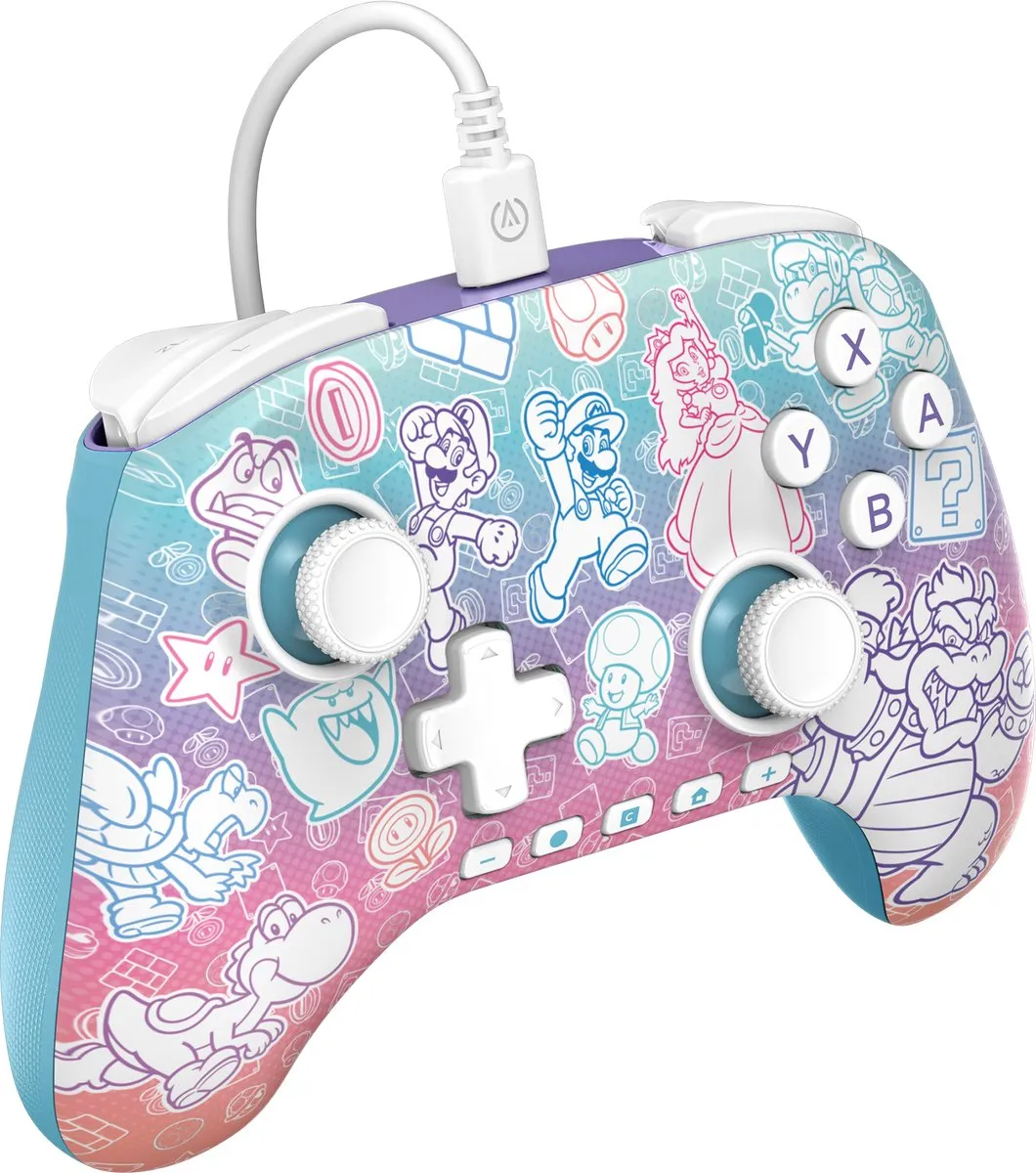 PowerA Advantage NSGP0526-01 Controller Nintendo Switch 2 - Mushroom Kingdom Blauw/Roz