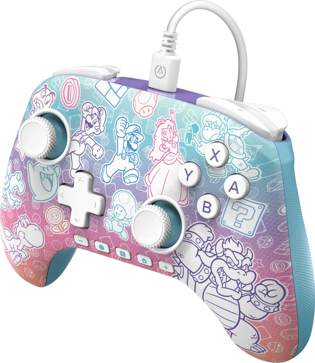 PowerA Advantage NSGP0526-01 Controller Nintendo Switch 2 - Mushroom Kingdom Blauw/Roz