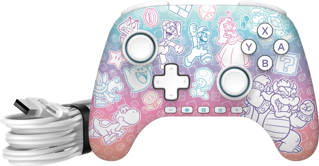 PowerA Advantage NSGP0526-01 Controller Nintendo Switch 2 - Mushroom Kingdom Blauw/Roz
