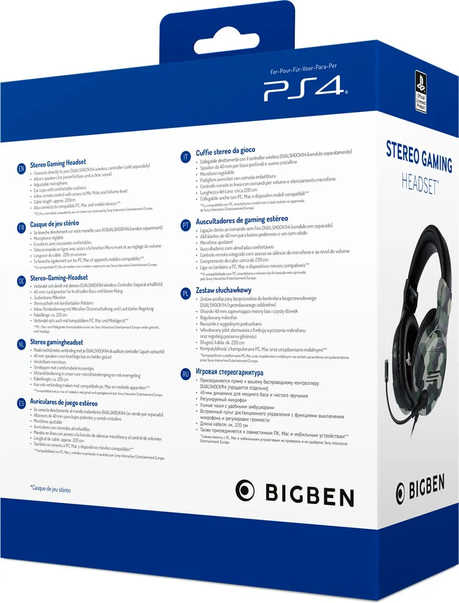 Bigben Stereo Gaming Headset V3 PS4OFHEADSETV3GREEN - Camo