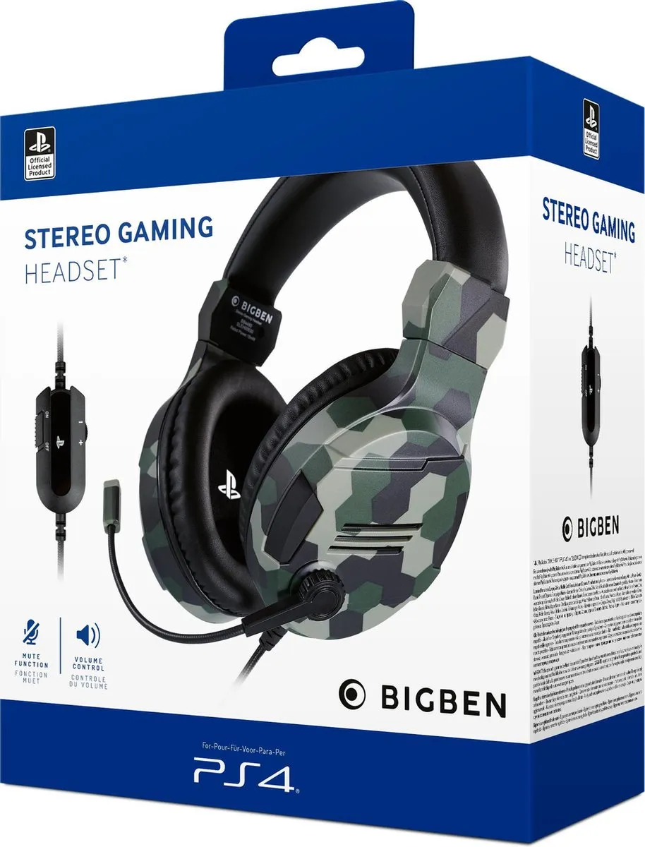 Bigben Stereo Gaming Headset V3 PS4OFHEADSETV3GREEN - Camo - afbeelding 6 van 6