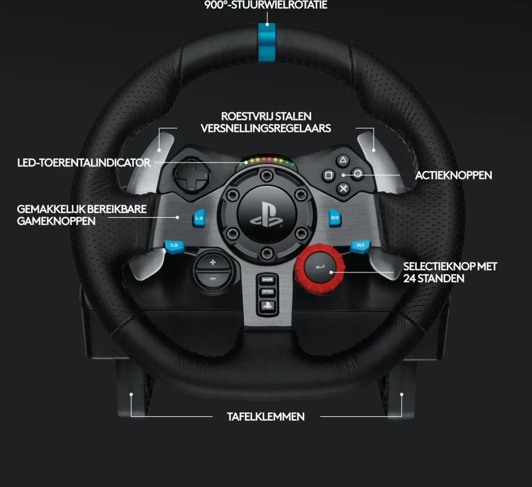 Logitech G29 Driving Force Racestuur - 3 Pedalen - PS4/PS5/PC - afbeelding 6 van 6