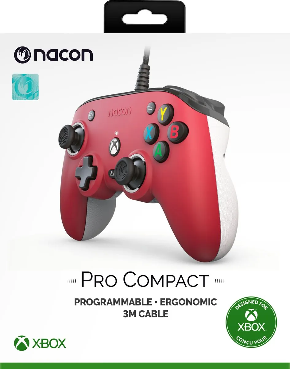 Nacon Pro Compact Official Bedrade Controller - Xbox Series X|S - Rood