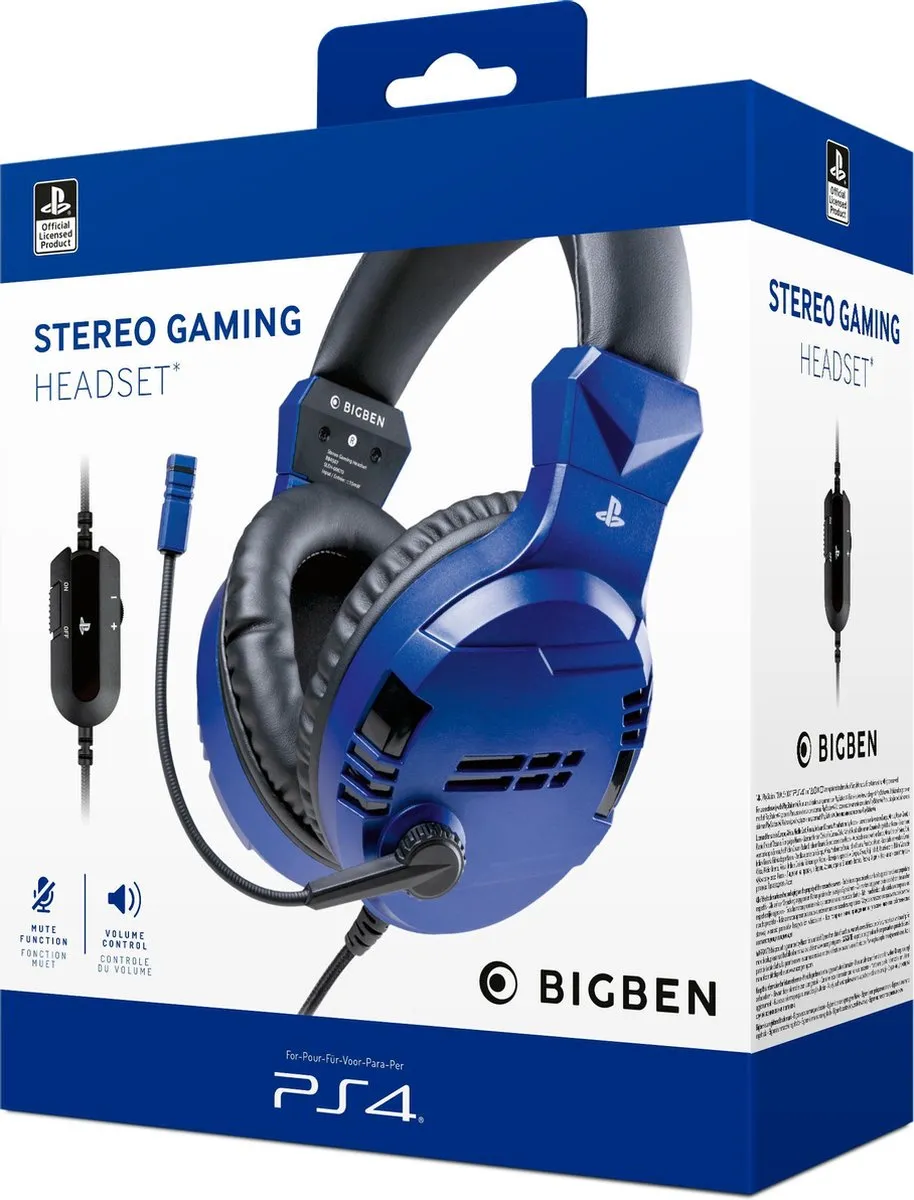 Bigben Stereo Gaming Headset V3 PS4OFHEADSETV3BLUE - Blauw