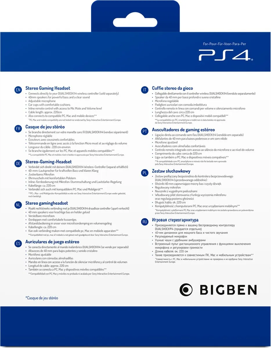 Bigben Stereo Gaming Headset V3 PS4OFHEADSETV3BLUE - Blauw