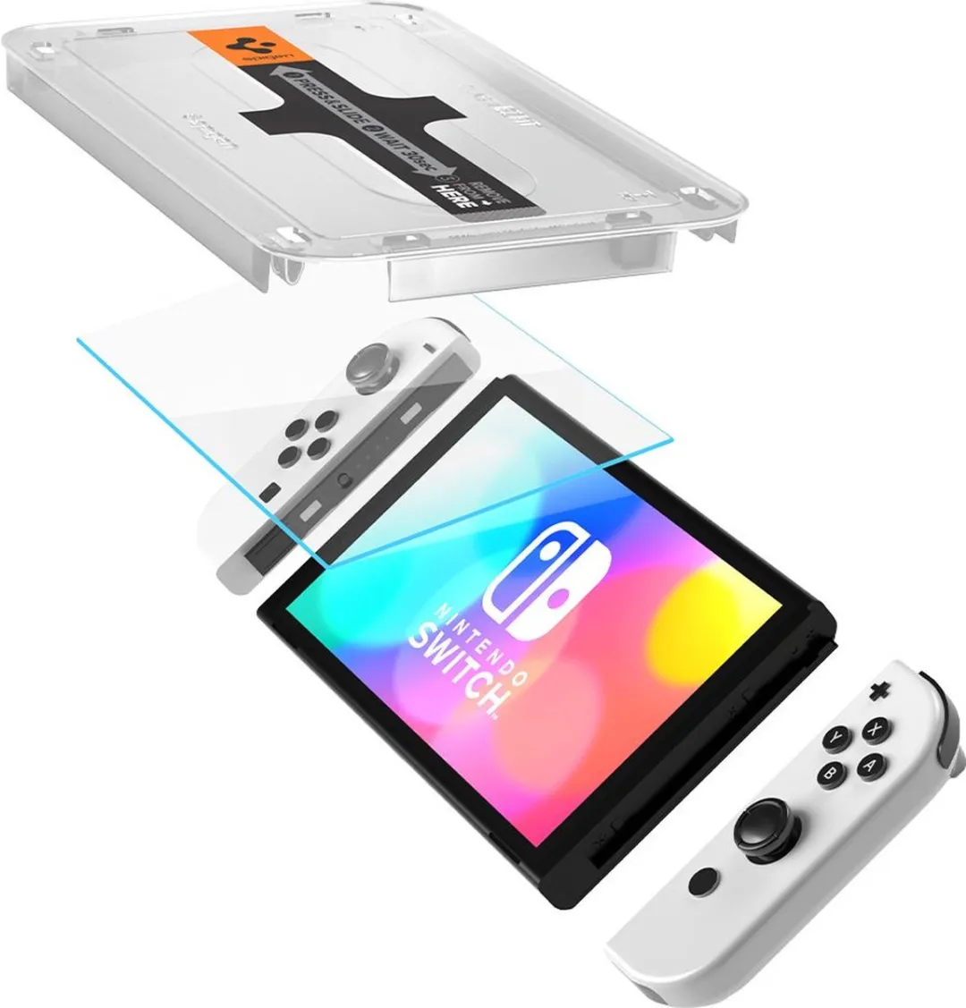 Spigen Glass EZ FIT AGL03829 Screenprotector Nintendo Switch OLED - 2 Stuks - afbeelding 3 van 6