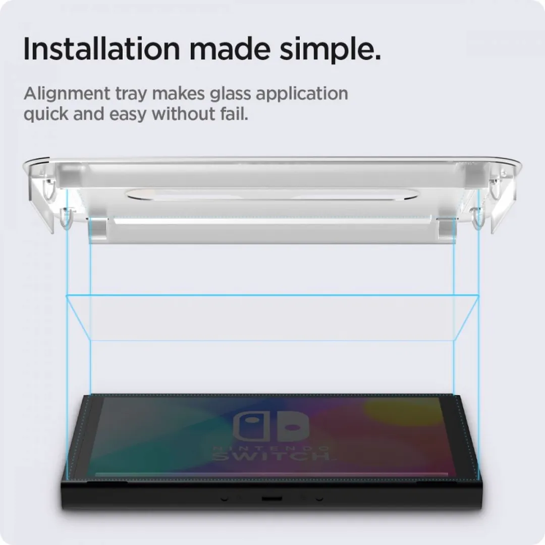 Spigen Glass EZ FIT AGL03829 Screenprotector Nintendo Switch OLED - 2 Stuks - afbeelding 5 van 6