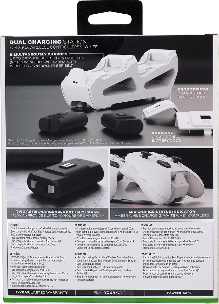 PowerA Duo Laadstation voor Xbox Series X|S - Draadloze Controller Opladen - Wit (EU)