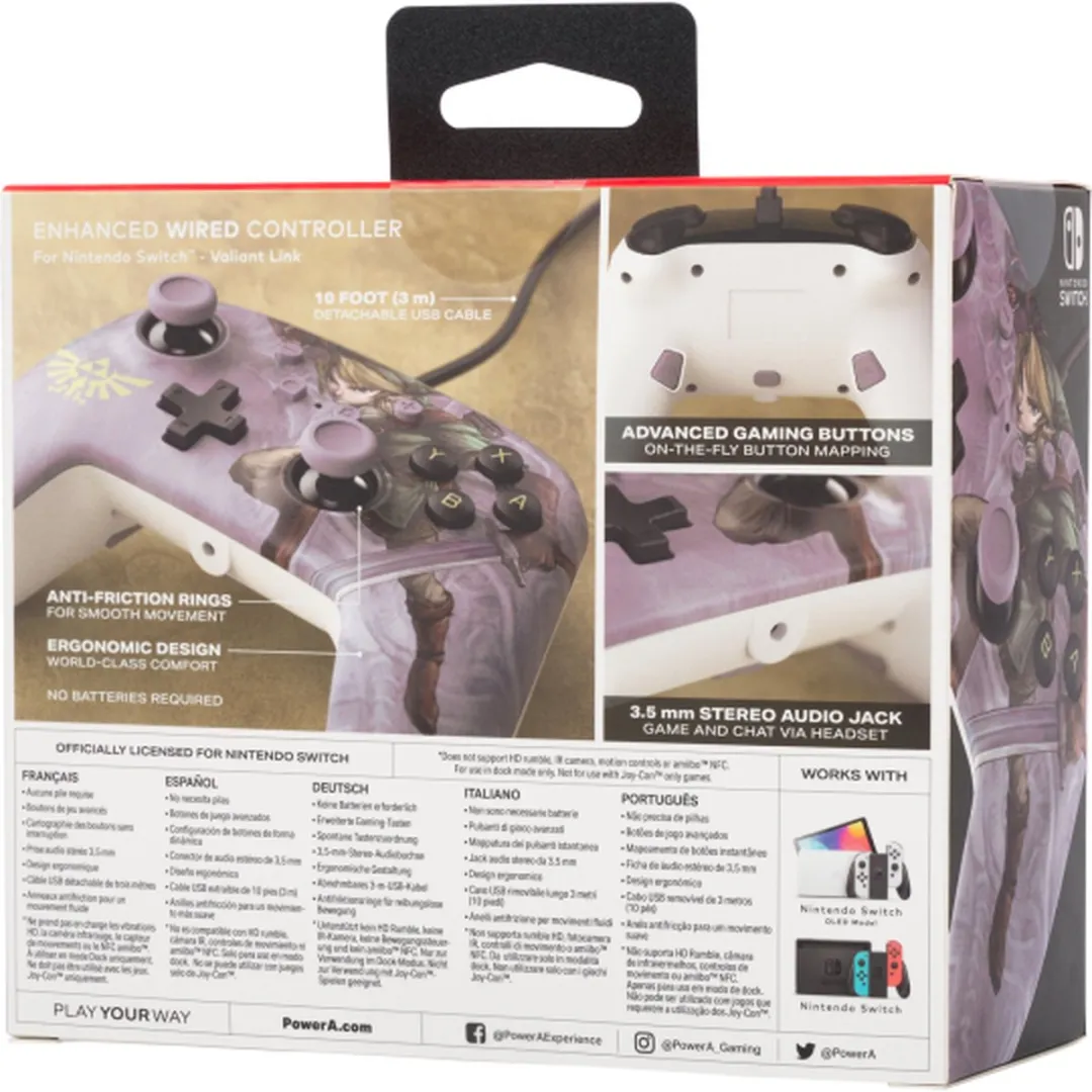 POWERA NSGP0096-01 Bedrade Controller Nintendo Switch - Dappere Link Grijs - afbeelding 6 van 6