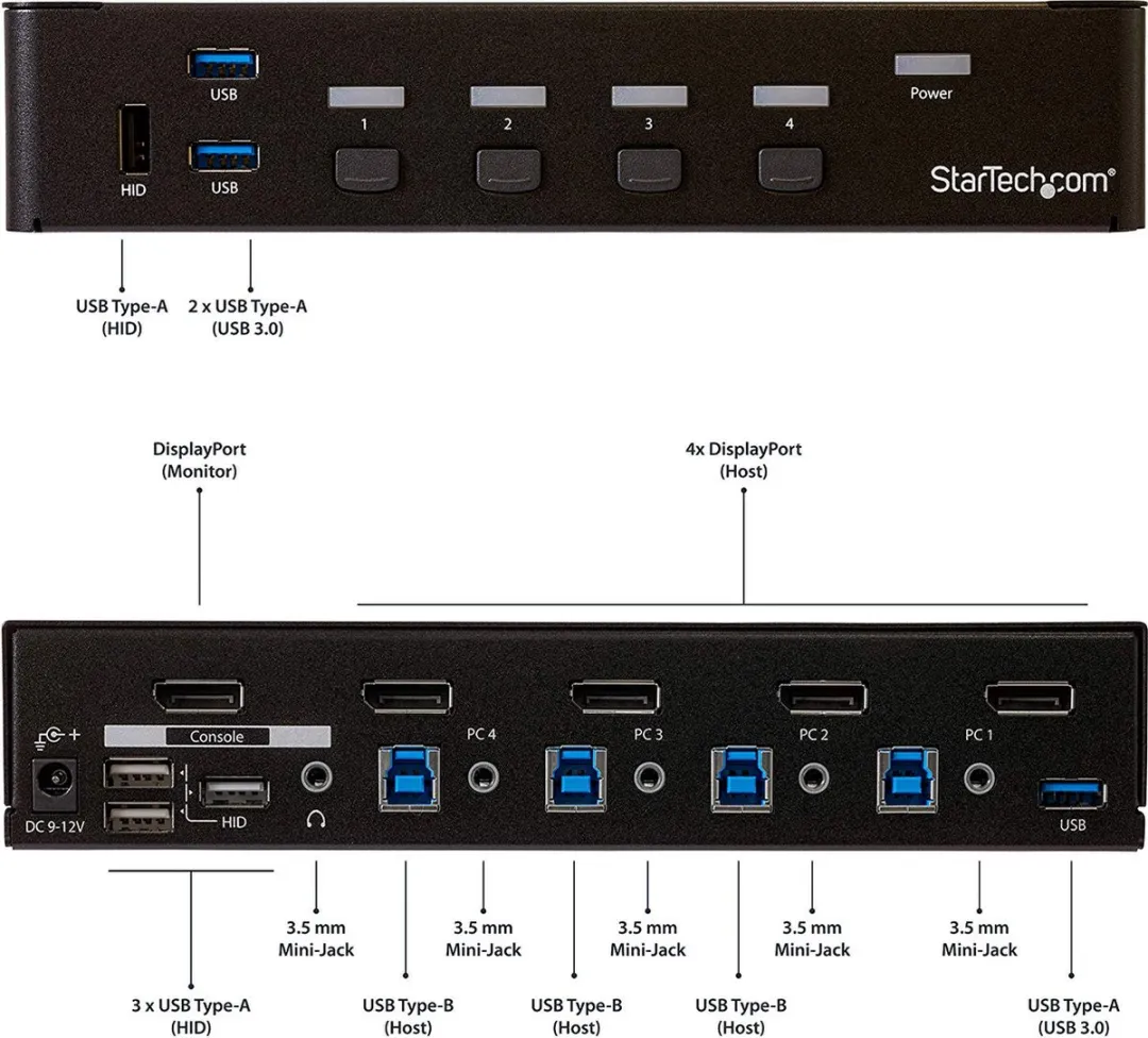 Startech SV431DPU3A2 4-Poorts DisplayPort KVM Switch - USB 3.0