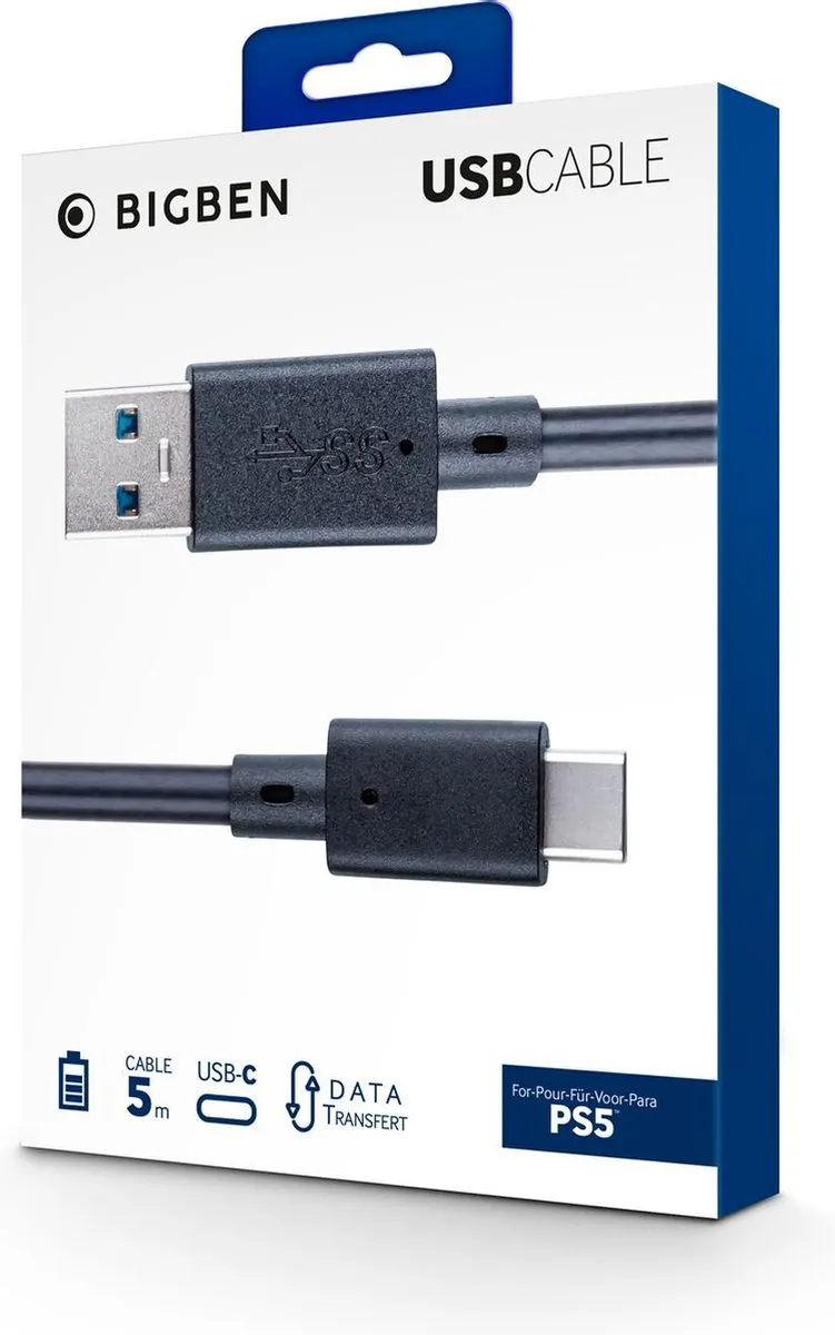 Bigben - Oplaadkabel - PS5 - 5 meter