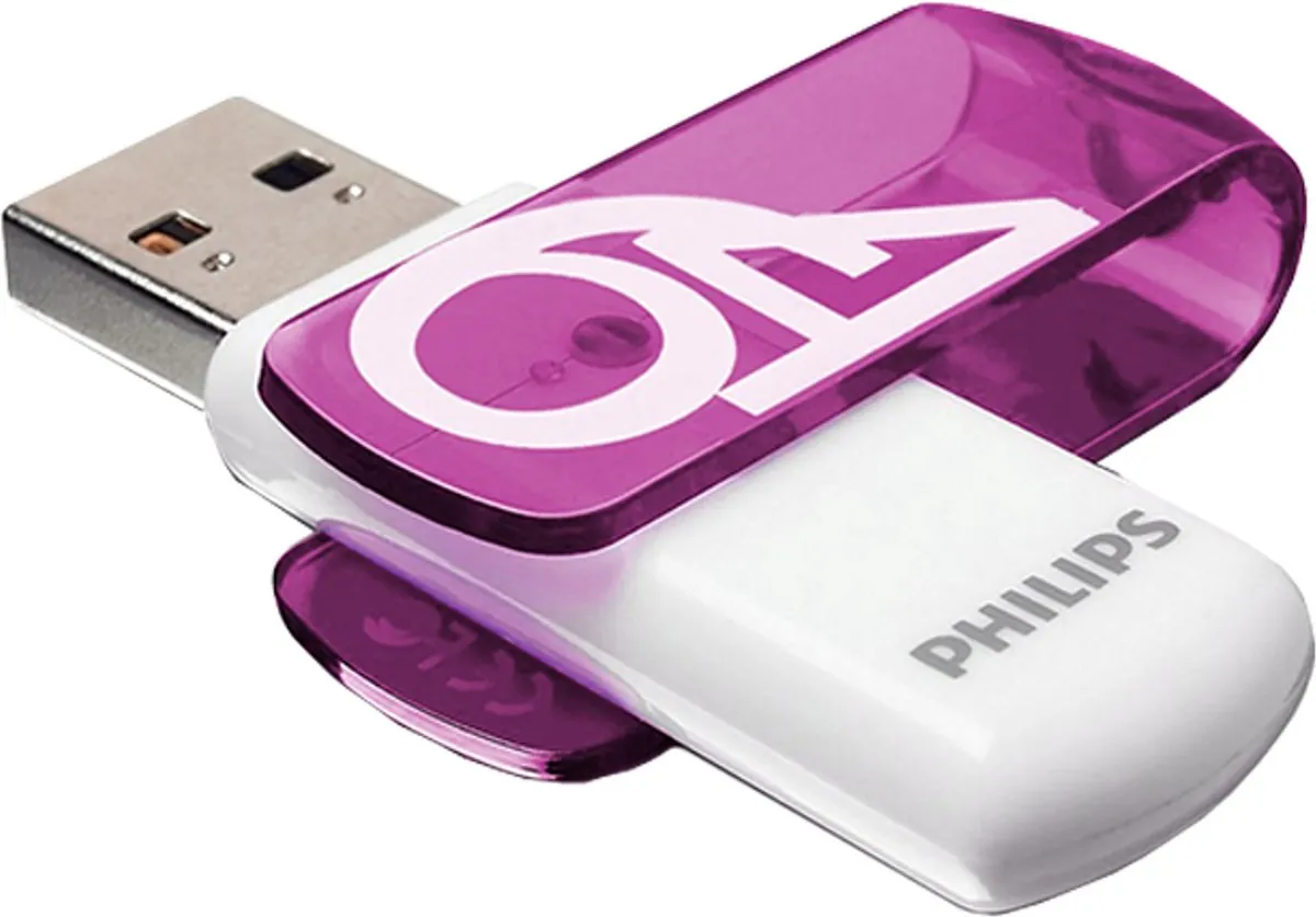Philips USB Stick FM64FD 64GB - 4 Stuks - Paars/Wit