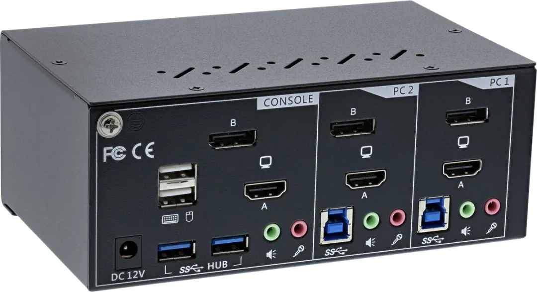 InLine 62642I 2-Poorts KVM Switch DP+HDMI 4K USB 3.0 - Dual Monitor
